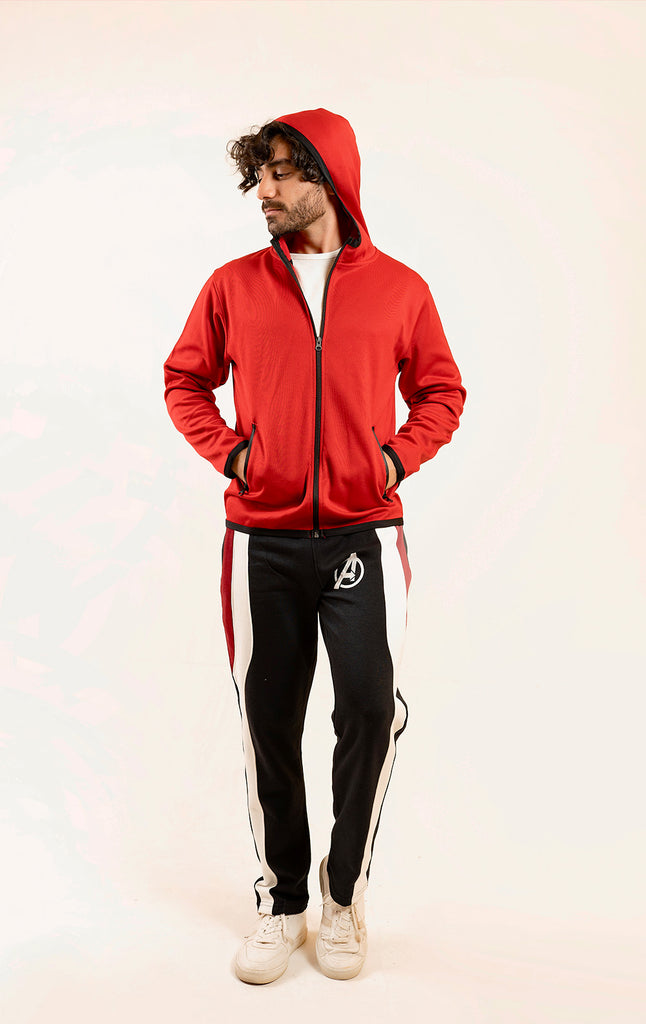 RED POLY UPPER HOODIE