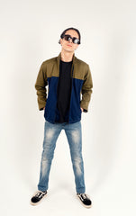 Navy & Olive Mock Neck Jacket