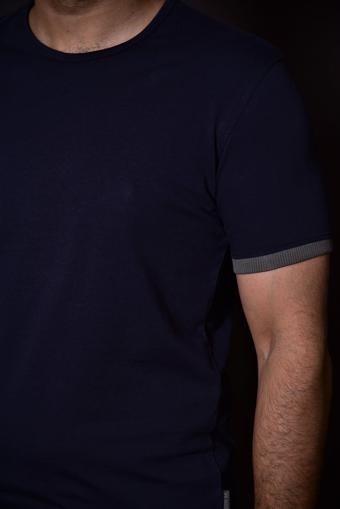 Navy Contrast Rib T-shirt