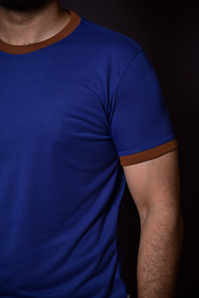 Turquoise Contrast Rib T-shirt